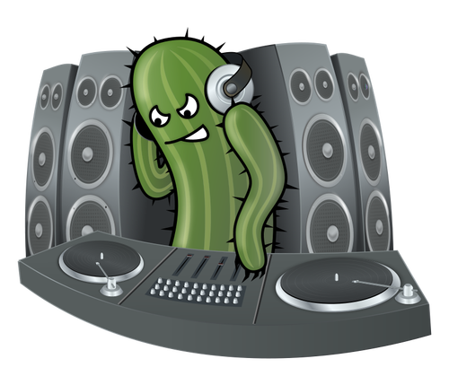 DJ Cactus vector drawing